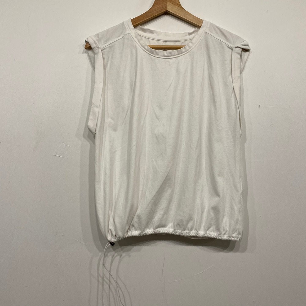 Pilcro White Muscle Tee Sleeveless Drawstring Hem Top Medium - Picture 3 of 5
